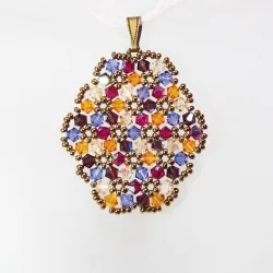 Pendant 30cm - Malvina Oval-Salmon Organza - Pendant 30cm - Laiton bronze